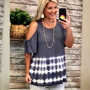 Kori Cold Shoulder Tie Dye Top, Large